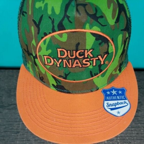 Duck Dynasty Camo Trucker Hat Hunting Snapback Cap - Camouflage / Orange / Green - Picture 6 of 9